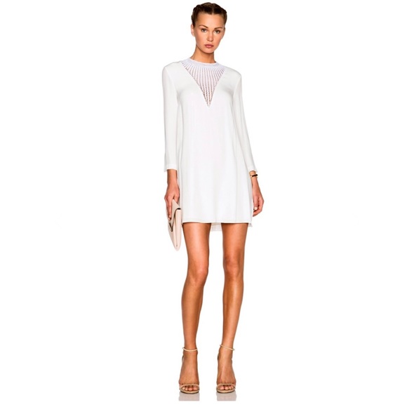 NEW A.L.C. WHITE CROCHET INSET SHIFT MINI DRESS - Picture 9 of 9